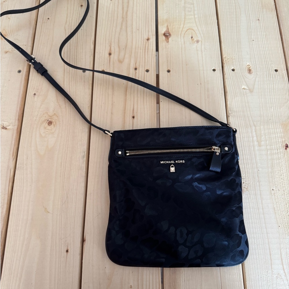 Michael Kors Black leopard Crossbody Bag with Adjustable Strap